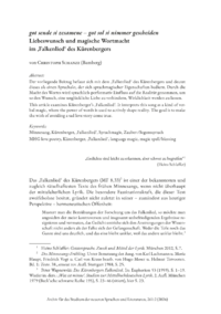 Dokument  got sende si zesamene – got sol si nimmer gescheiden   Liebeswunsch und magische Wortmacht im ‚Falkenlied‘ des Kürenbergers