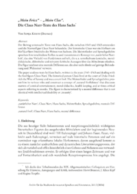 Dokument  „Mein Fricz“ – „Mein Clas“    Die Claus Narr-Texte des Hans Sachs