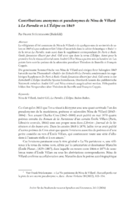 Dokument Contributions anonymes et pseudonymes de Nina de Villard à  La Parodie  et à  L’Éclipse  en 1869