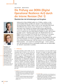 Dokument Die Prüfung von DORA (Digital Operational Resilience Act) durch die Interne Revision (Teil 1)
