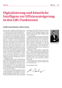 Dokument Digitalisierung und künstliche Intelligenz zur Effizienzsteigerung in den GRC-Funktionen