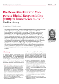 Dokument Die Bewertbarkeit von Corporate Digital Responsibility (CDR) im Bauwesen 5.0 – Teil 1