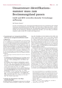 Dokument Umsatzsteuer-Identifikationsnummer muss zum Bestimmungsland passen 