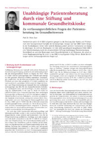 Dokument Unabhängige Patientenberatung durch eine Stiftung und kommunale Gesundheitskioske