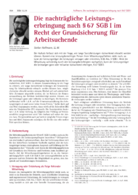 Dokument Die nachträgliche Leistungserbringung nach § 67 SGB I im Recht der Grundsicherung für Arbeitsuchende