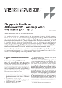 Dokument Die geplante Novelle der AVBFernwärmeV – Was lange währt, wird endlich gut? – Teil 2 –