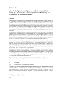 Dokument „Vot die drei Sprache kann i gut… nu russische und grusinische sehr […]“ – Zu russischen Gesprächspartikeln als Eröffnungs- und Schlusssignal im Kaukasiendeutschen