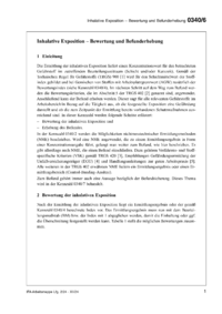 Dokument Inhalative Exposition – Bewertung und Befunderhebung