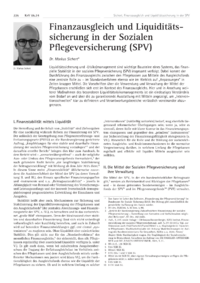Dokument Finanzausgleich und Liquiditätssicherung in der Sozialen Pflegeversicherung (SPV)