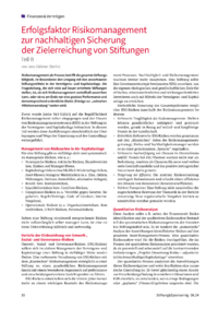Dokument Erfolgsfaktor Risikomanagement zur nachhaltigen Sicherung der Zielerreichung von Stiftungen