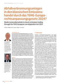 Dokument Abfallverbrennungsanlagen in den klassischen Emissionshandel durch das TEHG-Europarechtsanpassungsgesetz 2024?