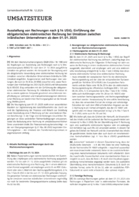 Dokument Ausstellung von Rechnungen nach § 14 UStG; Einführung der obligatorischen elektronischen Rechnung bei Umsätzen zwischen inländischen Unternehmern ab dem 01.01.2025