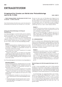 Dokument Ertragsteuerliche Hinweise zum Betrieb einer Photovoltaikanlage nach § 3 Nr. 72 EStG