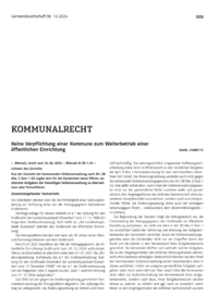 Dokument Keine Verpflichtung einer Kommune zum Weiterbetrieb einer öffentlichen Einrichtung