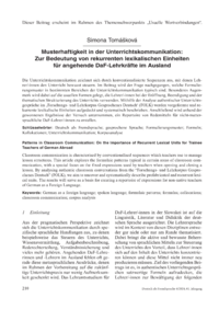 Dokument Musterhaftigkeit in der Unterrichtskommunikation: Zur Bedeutung von rekurrenten lexikalischen Einheiten für angehende DaF-Lehrkräfte im Ausland