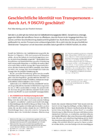 Dokument Geschlechtliche Identität von Transpersonen – durch Art. 9 DSGVO geschützt?