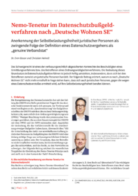 Dokument Nemo-Tenetur im Datenschutzbußgeldverfahren nach „Deutsche Wohnen SE“