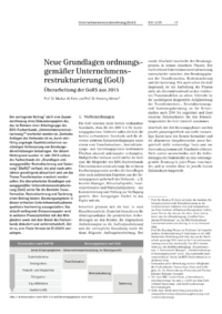 Dokument Neue Grundlagen ordnungsgemäßer Unternehmensrestrukturierung (GoU)