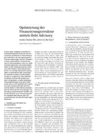 Dokument Optimierung der Finanzierungsstruktur mittels Debt Advisory