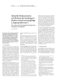 Dokument Aktuelle Diskussionen zur Reform der bankspezifischen Insolvenzrangfolge („Superpräferenz“)