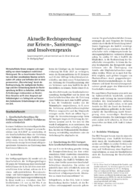 Dokument Aktuelle Rechtsprechung zur Krisen-, Sanierungs- und Insolvenzpraxis