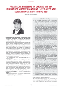 Dokument Praktische Probleme im Umgang mit beA und mit der Videoverhandlung (§ 128 a ZPO neu) sowie Hinweis auf § 10 RVG neu