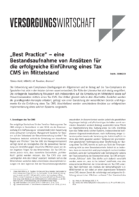 Dokument „Best Practice“ – eine Bestandsaufnahme von Ansätzen für die erfolgreiche Einführung eines Tax CMS im Mittelstand