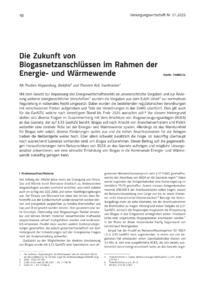 Dokument Die Zukunft von Biogasnetzanschlüssen im Rahmen der Energie- und Wärmewende