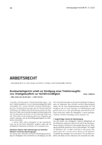 Dokument Bundesarbeitsgericht urteilt zur Kündigung eines Triebfahrzeugführers: Arbeitgeberpflicht zur Verhältnismäßigkeit