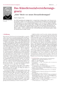 Dokument Das Künstlersozialversicherungsgesetz