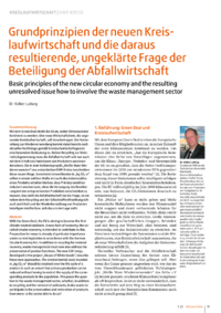 Dokument Grundprinzipien der neuen Kreislaufwirtschaft und die daraus resultierende, ungeklärte Frage der Beteiligung der Abfallwirtschaft