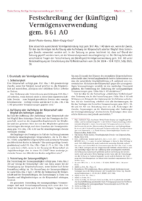 Dokument Festschreibung der (künftigen) Vermögensverwendung gem. § 61 AO
