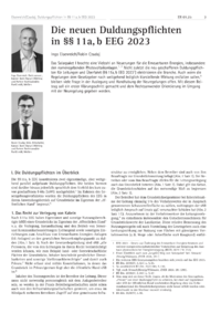 Dokument Die neuen Duldungspflichten in §§ 11a, b EEG 2023
