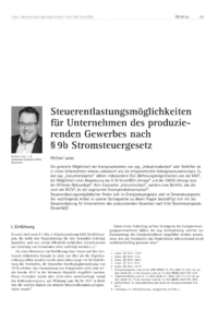 Dokument Steuerentlastungsmöglichkeiten für Unternehmen des produzierenden Gewerbes nach § 9b Stromsteuergesetz