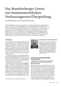 Dokument Das Brandenburger Gesetz zur beamtenrechtlichen Verfassungstreue-Überprüfung