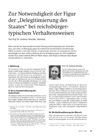 Dokument Zur Notwendigkeit der Figur der „Delegitimierung des Staates“ bei reichsbürgertypischen Verhaltensweisen