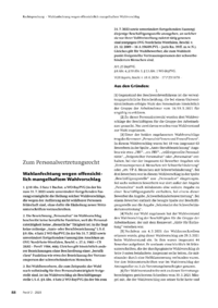 Dokument Wahlanfechtung wegen offensichtlich mangelhaftem Wahlvorschlag