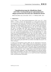 Dokument Umsatzbesteuerung der öffentlichen Hand – § 2b UStG; Vorsteuerabzug bei unternehmerisch tätigen juristischen Personen des öffentlichen Recht