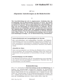 Dokument BT 3.1 Allgemeine Anforderungen an die Risikoberichte