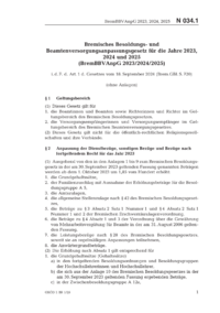 Dokument Bremisches Besoldungs- und Beamtenversorgungsanpassungsgesetz für die Jahre 2023, 2024 und 2025 (BremBBVAnpG 2023/2024/2025)