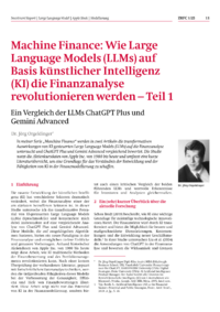 Dokument Machine Finance: Wie Large Language Models (LLMs) auf Basis künstlicher Intelligenz (KI) die Finanzanalyse revolutionieren werden – Teil 1