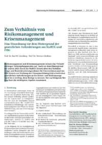 Dokument Zum Verhältnis von Risikomanagement und Krisenmanagement