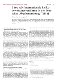Dokument § 89b AO: Internationale Risikobewertungsverfahren in der deutschen Abgabenordnung (Teil 2)