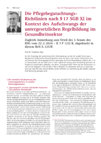 Dokument Die Pflegebegutachtungs-Richtlinien nach § 17 SGB XI im Kontext des Aufschwungs der untergesetzlichen Regelbildung im Gesundheitssektor