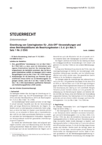 Dokument Einordnung von Cateringkosten für „Kick-Off“-Veranstaltungen und eines Betriebsjubiläums als Bewirtungskosten i. S. d. § 4 Abs. 5 Satz 1 Nr.2 EStG