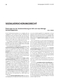 Dokument Änderungen bei der Sozialversicherung ab 2025 und neue Beitragsbemessungsgrenzen
