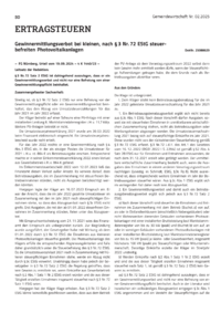 Dokument Gewinnermittlungsverbot bei kleinen, nach § 3 Nr. 72 EStG steuerbefreiten Photovoltaikanlagen