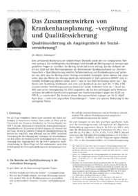 Dokument Das Zusammenwirken von Krankenhausplanung, -vergütung und Qualitätssicherung