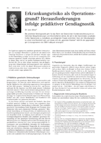 Dokument Erkrankungsrisiko als Operationsgrund? Herausforderungen infolge prädiktiver Gendiagnostik