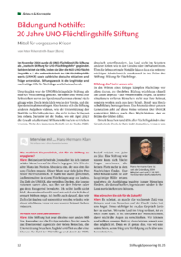 Dokument Bildung und Nothilfe: 20 Jahre UNO-Fl&uuml;chtlingshilfe Stiftung